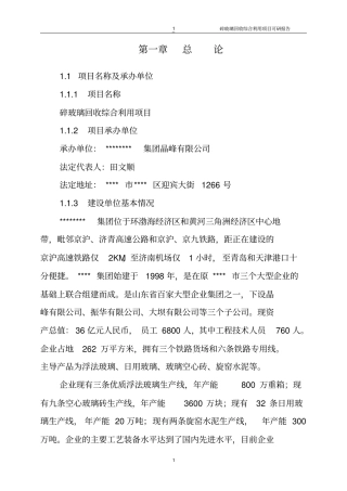 碎玻璃回收综合利用项目可行性研究报告书-版本