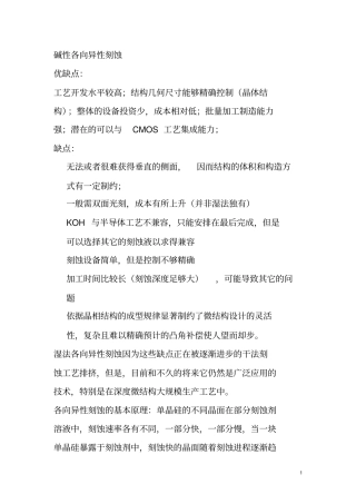 碱性各向异性刻蚀
