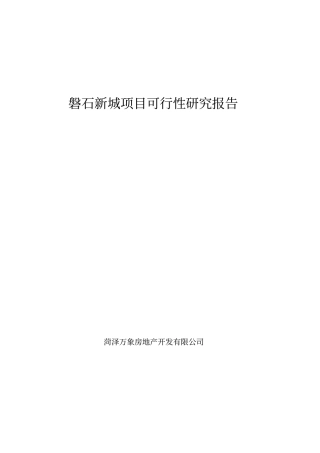 磐石新城房地产项目可行性研究报告