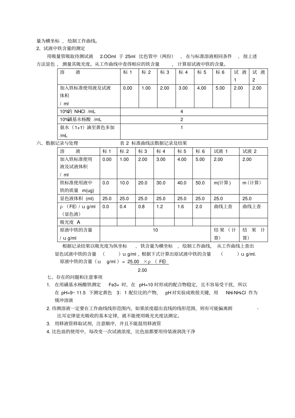 磺基水杨酸法测铁学生用_第2页