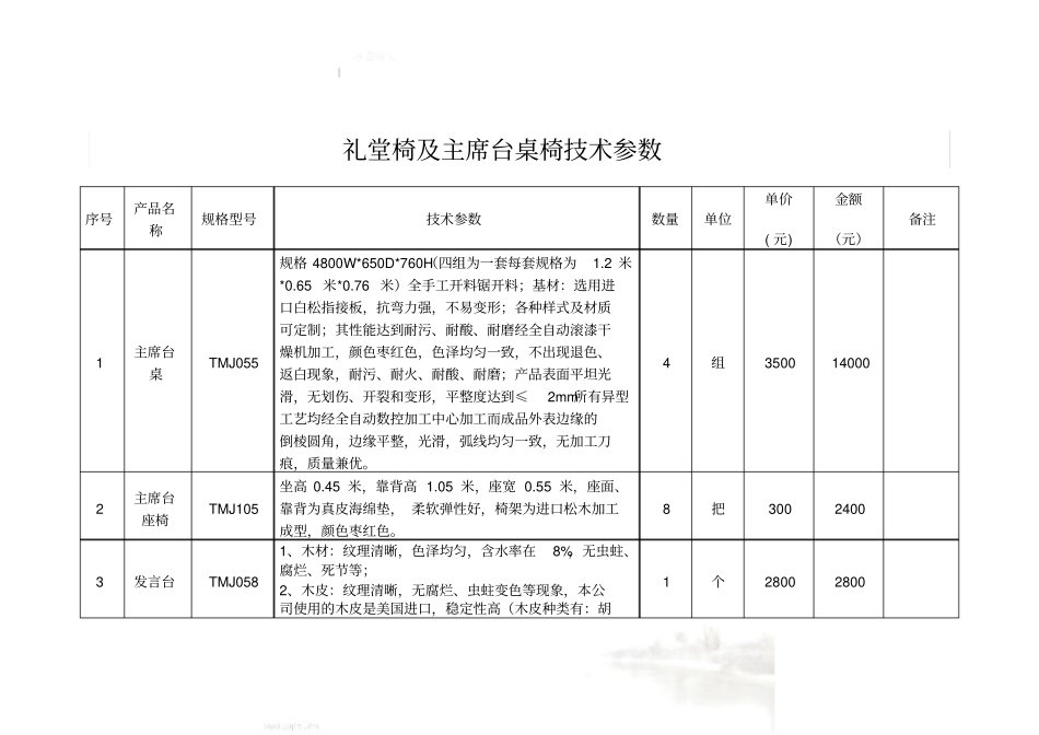 礼堂椅及主席台桌椅技术参数_第2页