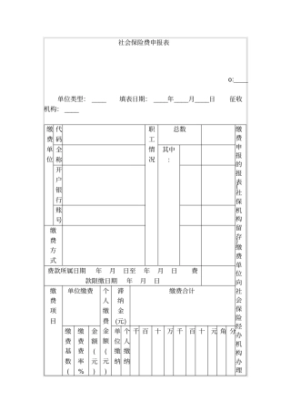 社会保险费申报表