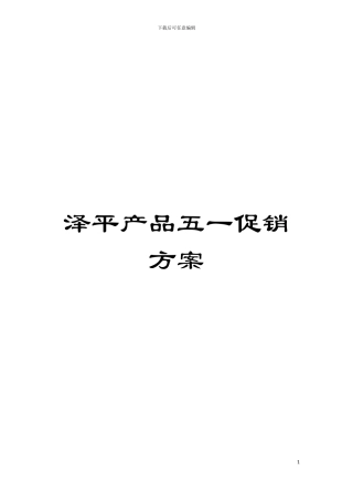 泽平产品五一促销方案模板