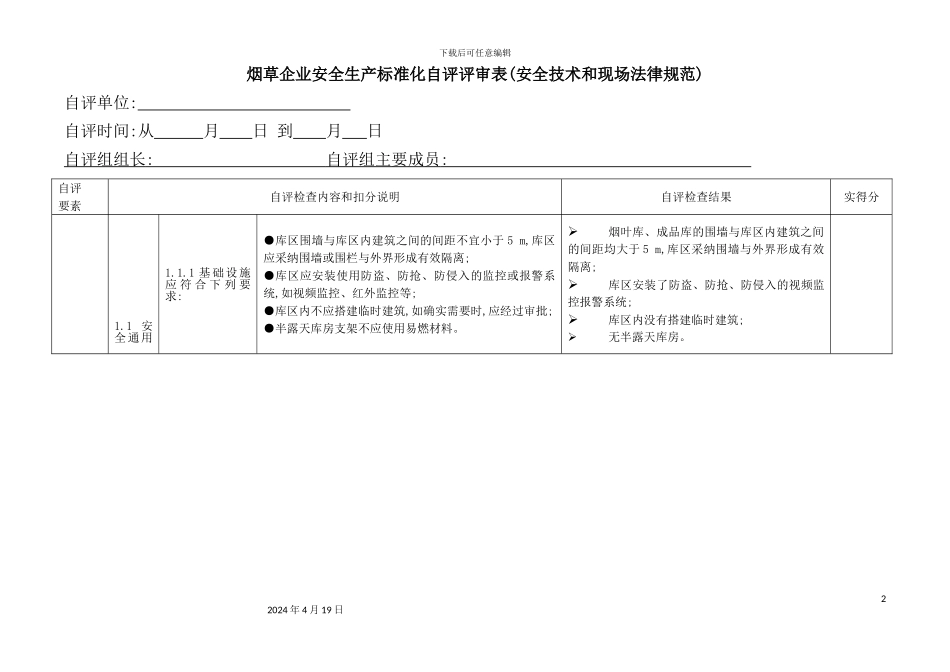 烟草企业安全生产标准化自评评审表_第2页