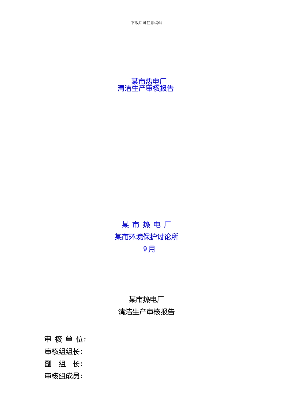 热电厂清洁生产审核报告样本_第1页