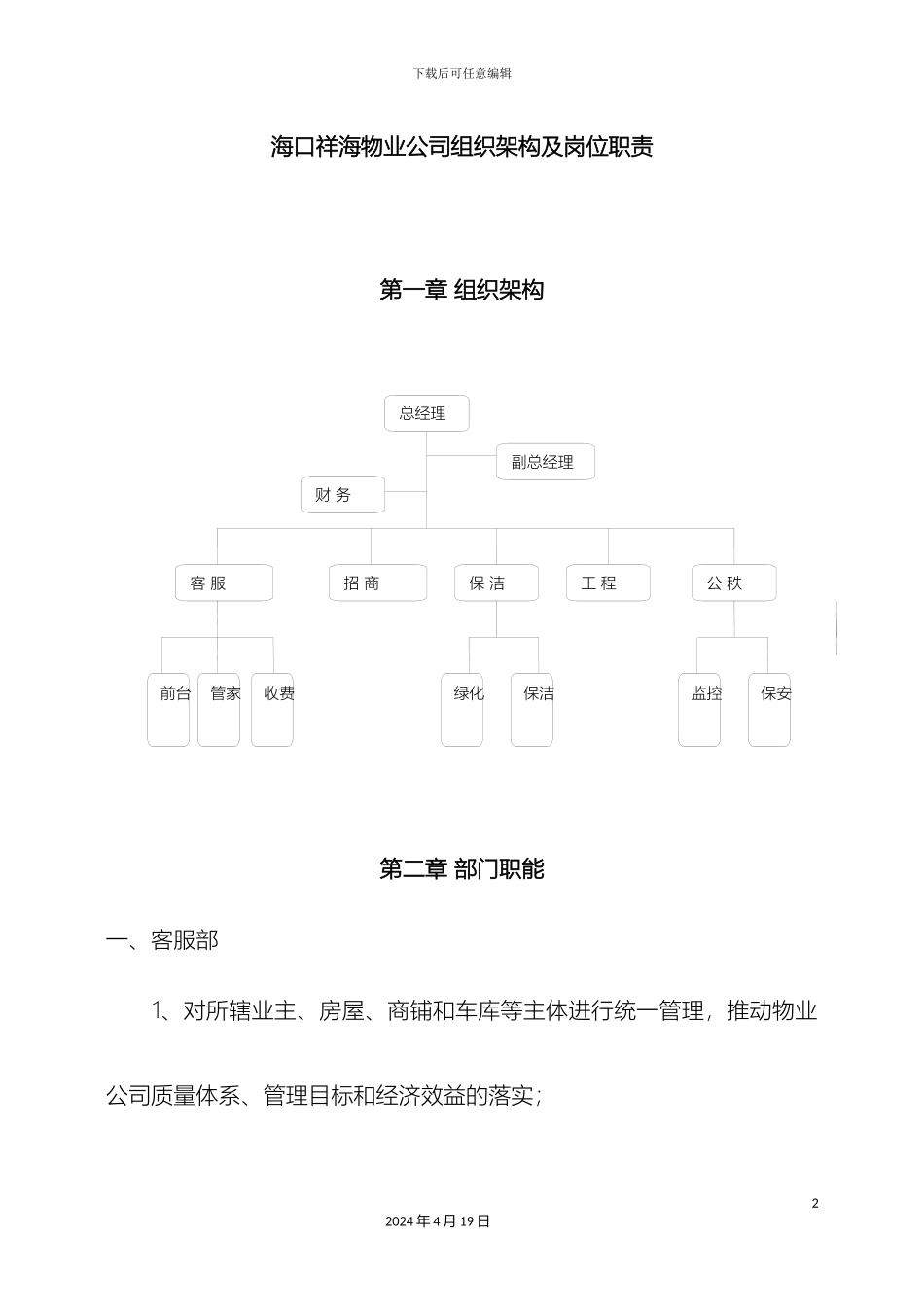 物业公司组织架构及岗位职责_第2页