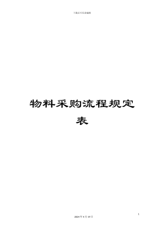 物料采购流程规定表