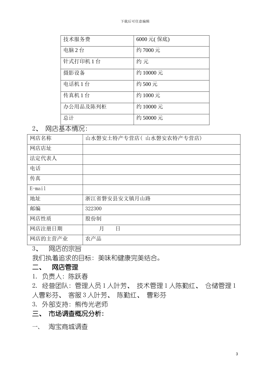 特产城淘宝创业计划书模板_第3页