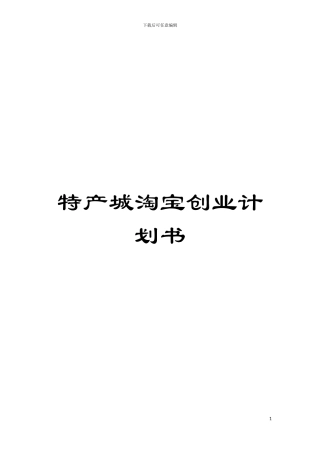 特产城淘宝创业计划书模板