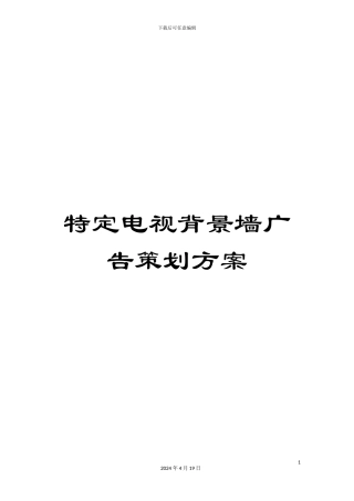 特定电视背景墙广告策划方案样本