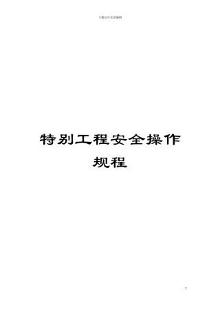 特殊工程安全操作规程模板