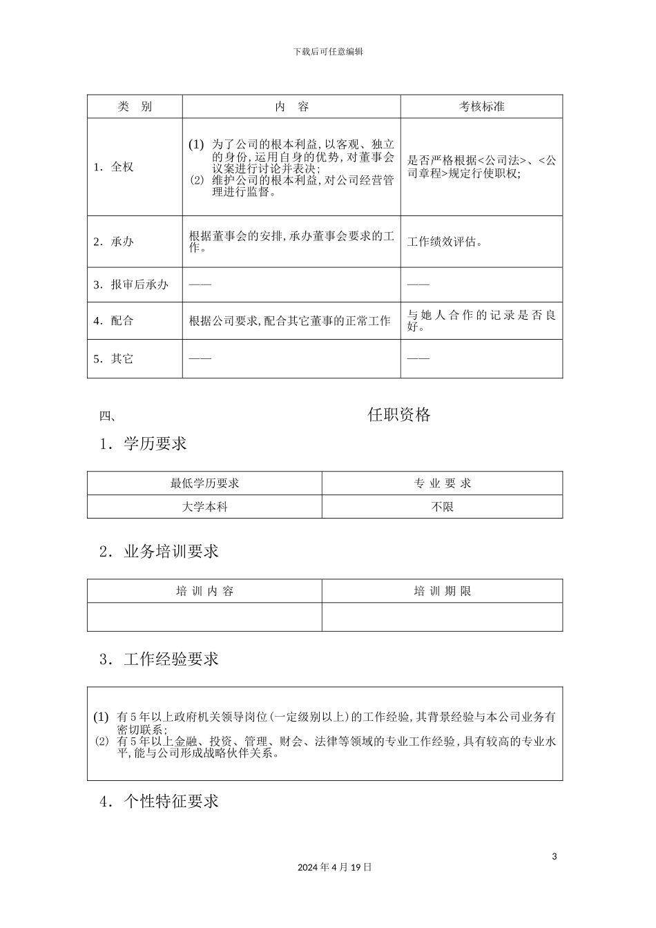 独立董事职位说明书_第3页