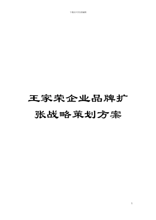 王家荣企业品牌扩张战略策划方案模板