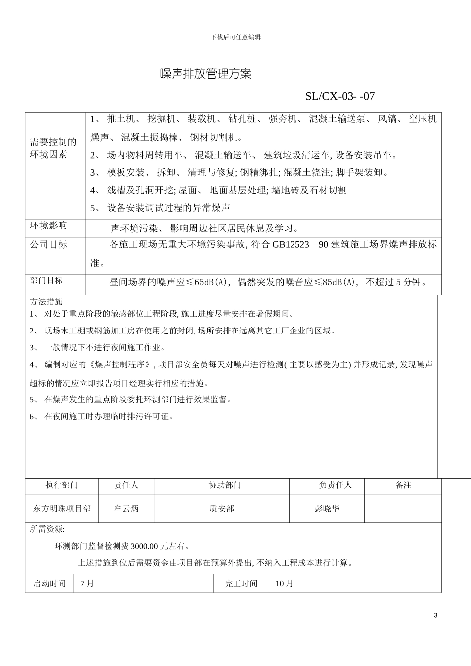 环境目标管理方案一览表及管理时方案模板_第3页