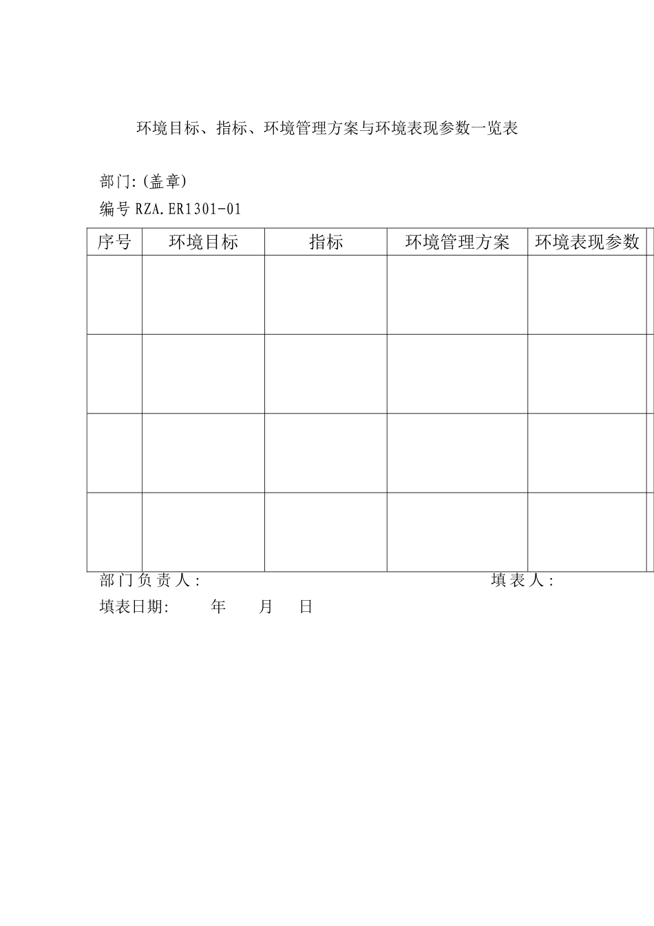 环境目标管理方案与表现参数一览表_第2页