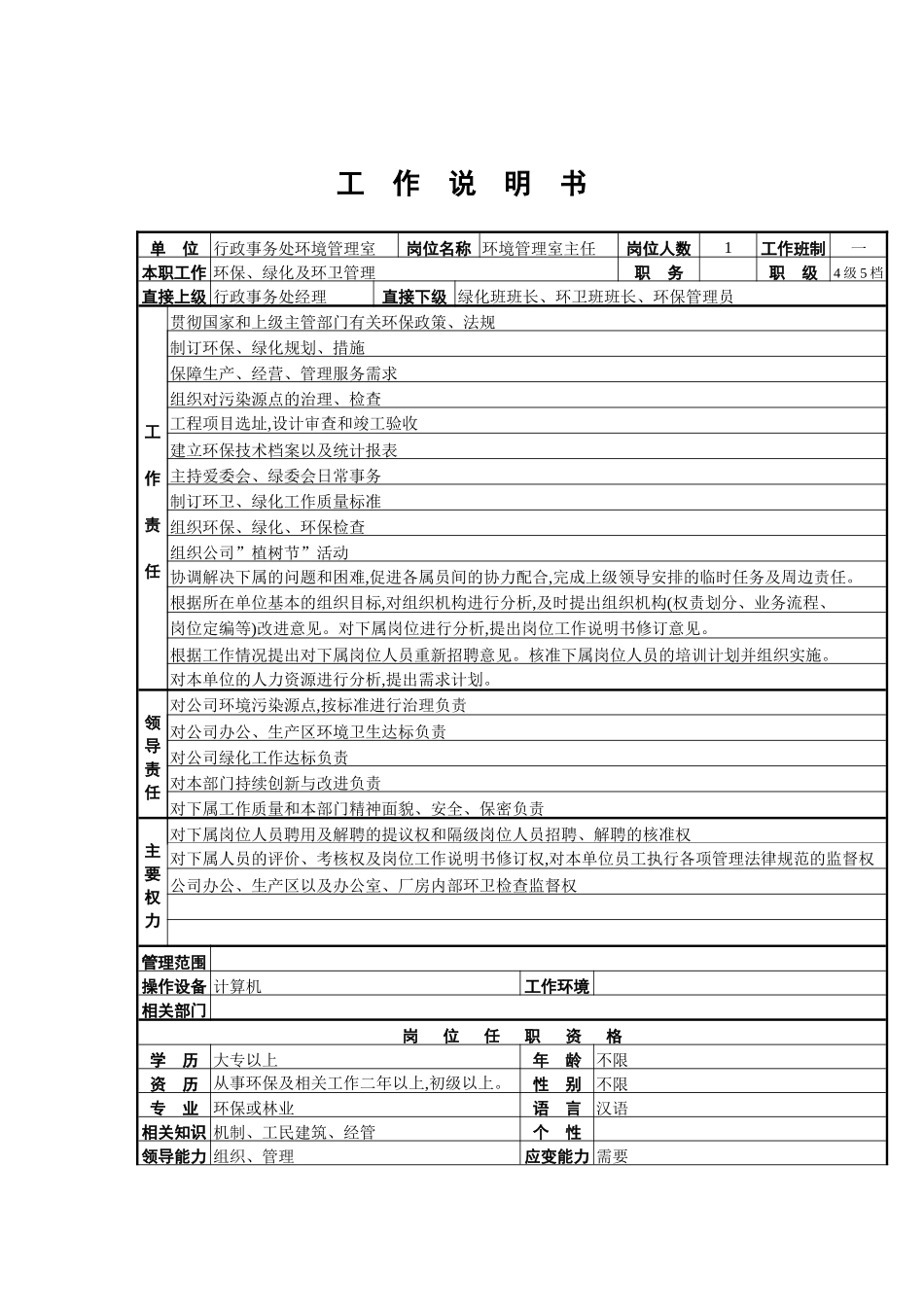 环境管理室环境管理室主任岗位职责_第2页