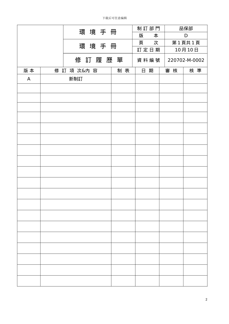 环境管理手册模板_第2页