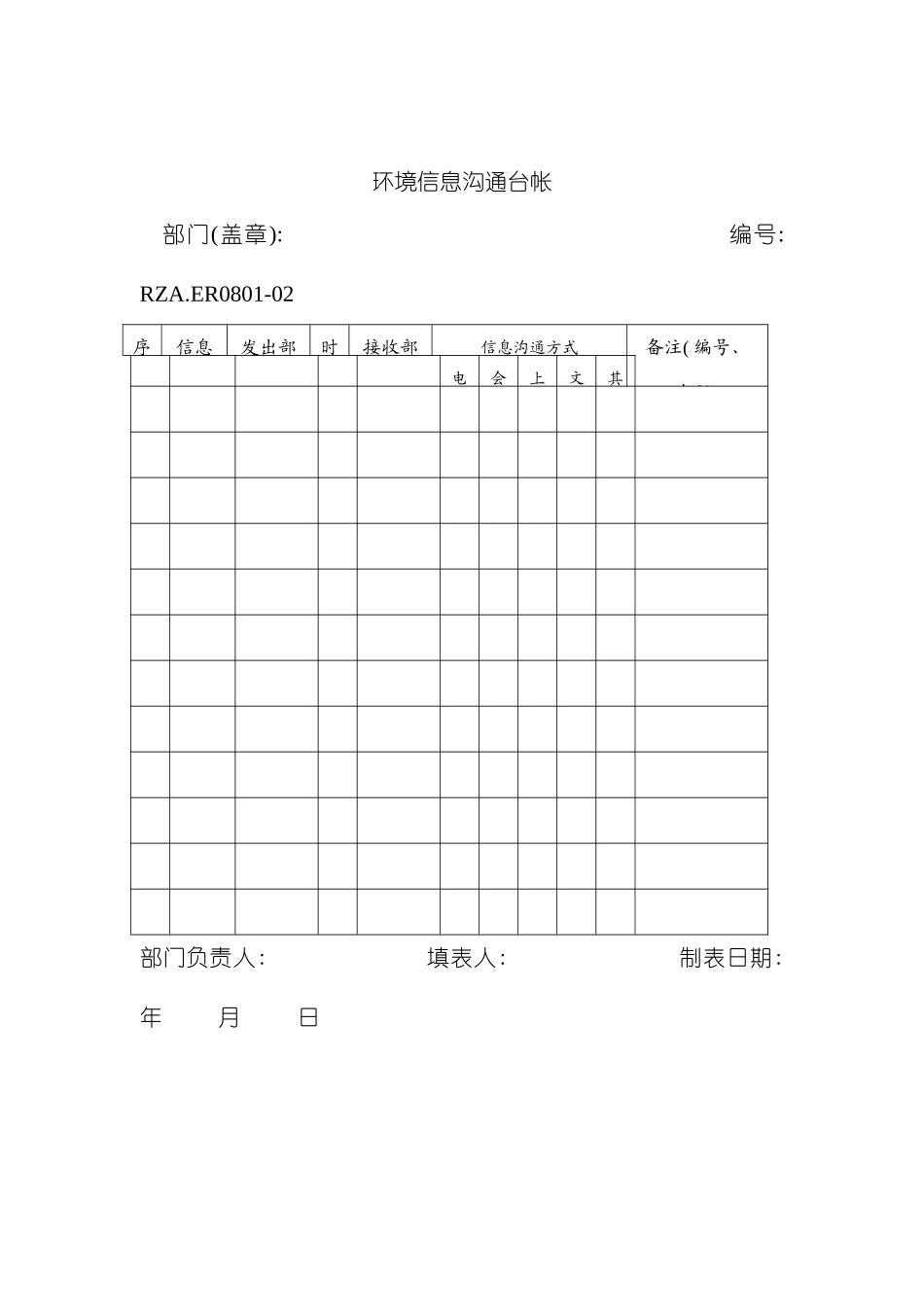 环境管理体系环境信息交流台帐模板_第2页