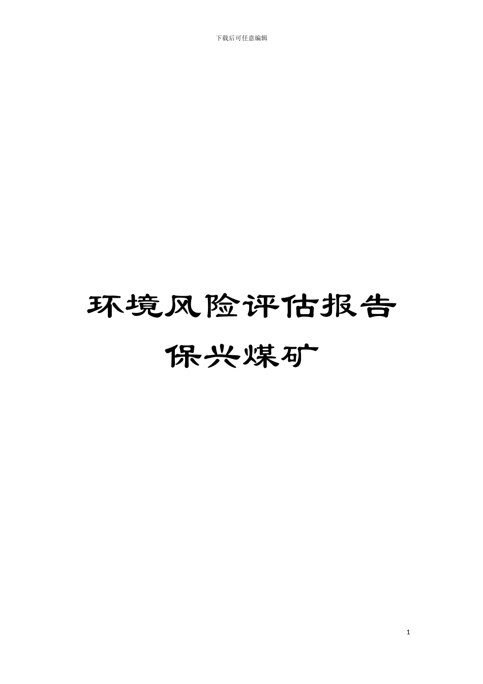 环境风险评估报告保兴煤矿模板_第1页