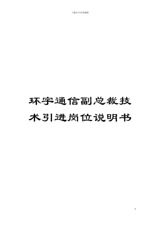 环宇通信副总裁技术引进岗位说明书模板
