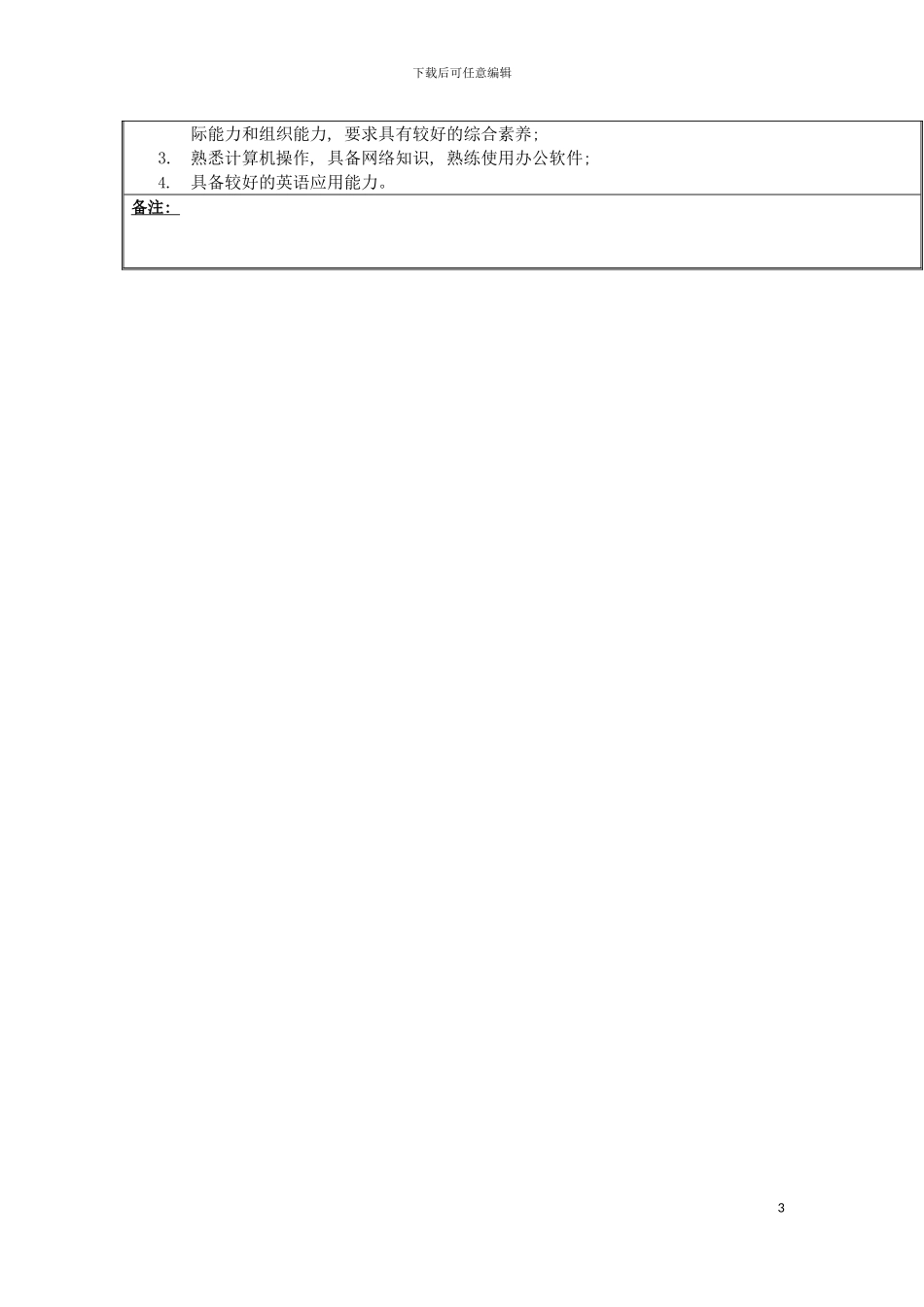 环宇通信北京代表处首席代表岗位说明书模板_第3页