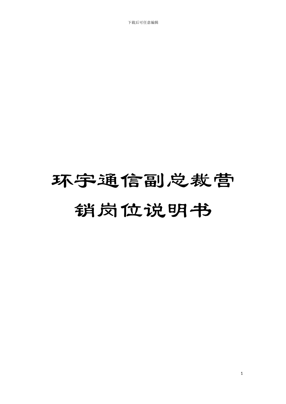 环宇通信副总裁营销岗位说明书模板_第1页