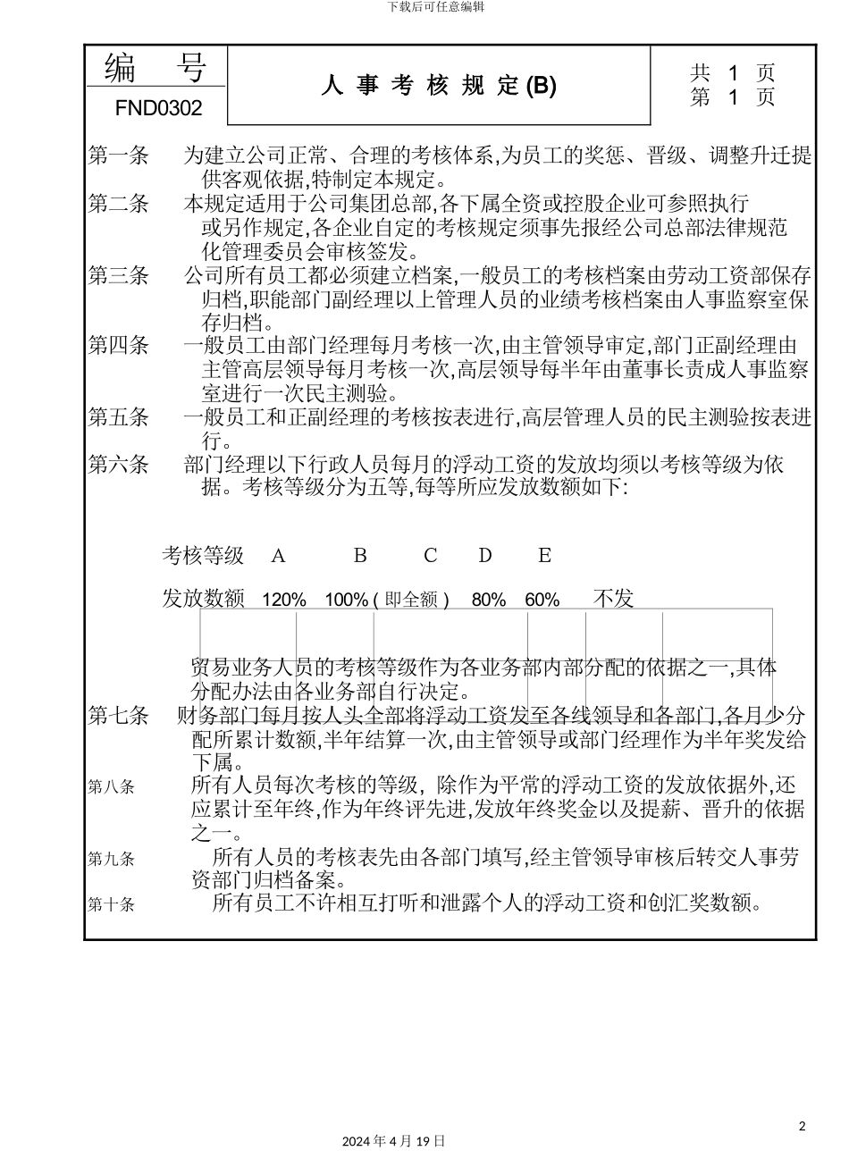 现代企业人事考核制度()_第2页