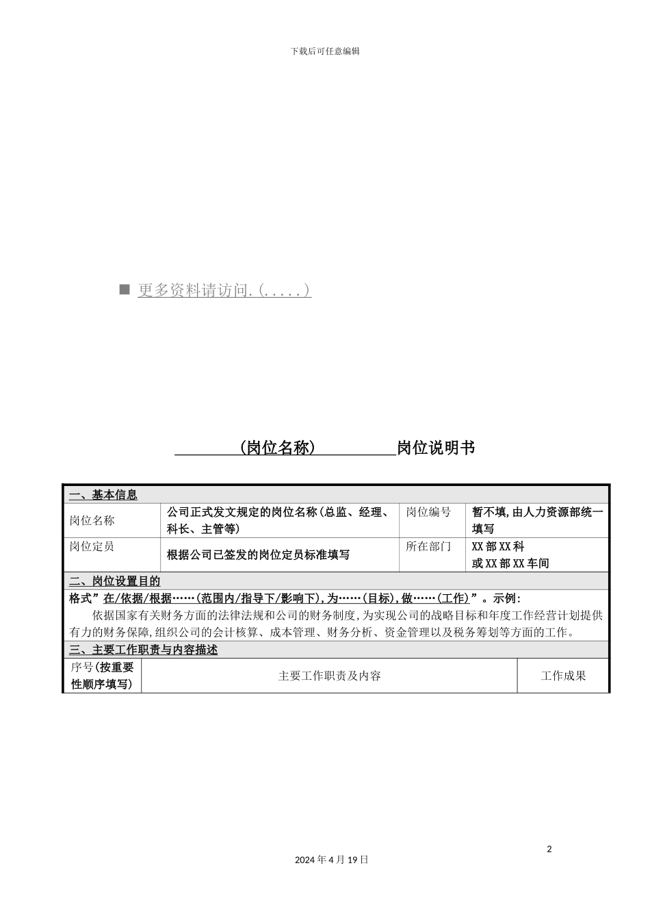 现代企业岗位说明书编写要求_第2页