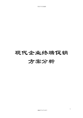 现代企业终端促销方案分析