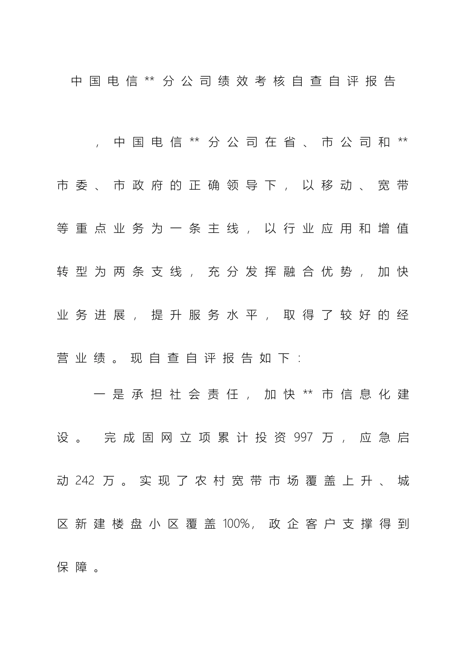 电信公司绩效考核自查自评报告_第2页