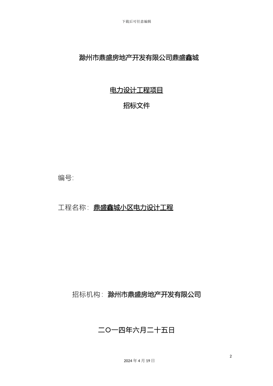 电力设计招标文件_第2页