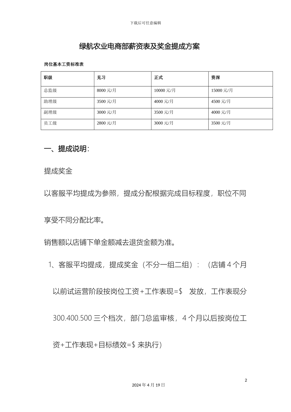 电商部薪资制度及奖金提成方案_第2页