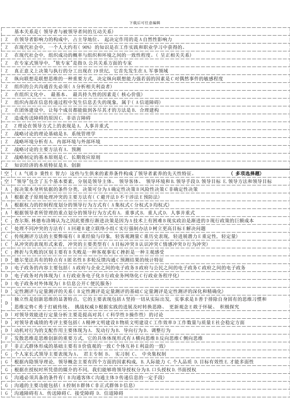 电大行政管理本科领导学基础考点版字母排序版_第3页