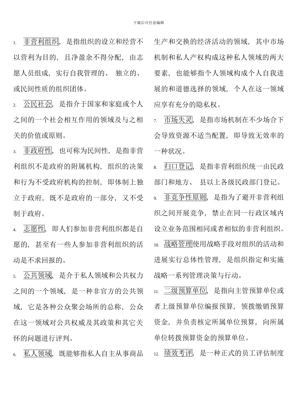 电大行政管理本科非营利组织管理复习资料_第1页
