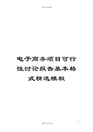 电子商务项目可行性研究报告基本格式精选模板
