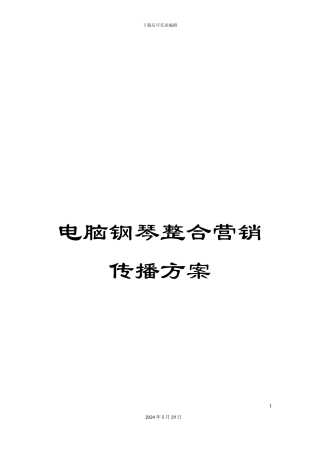 电脑钢琴整合营销传播方案