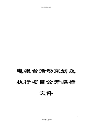 电视台活动策划及执行项目公开招标文件