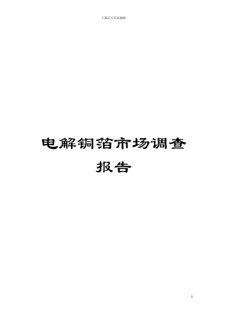 电解铜箔市场调查报告模板