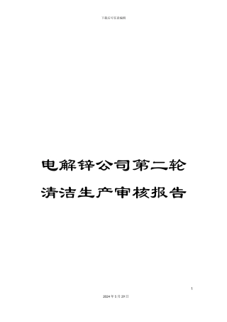 电解锌公司第二轮清洁生产审核报告