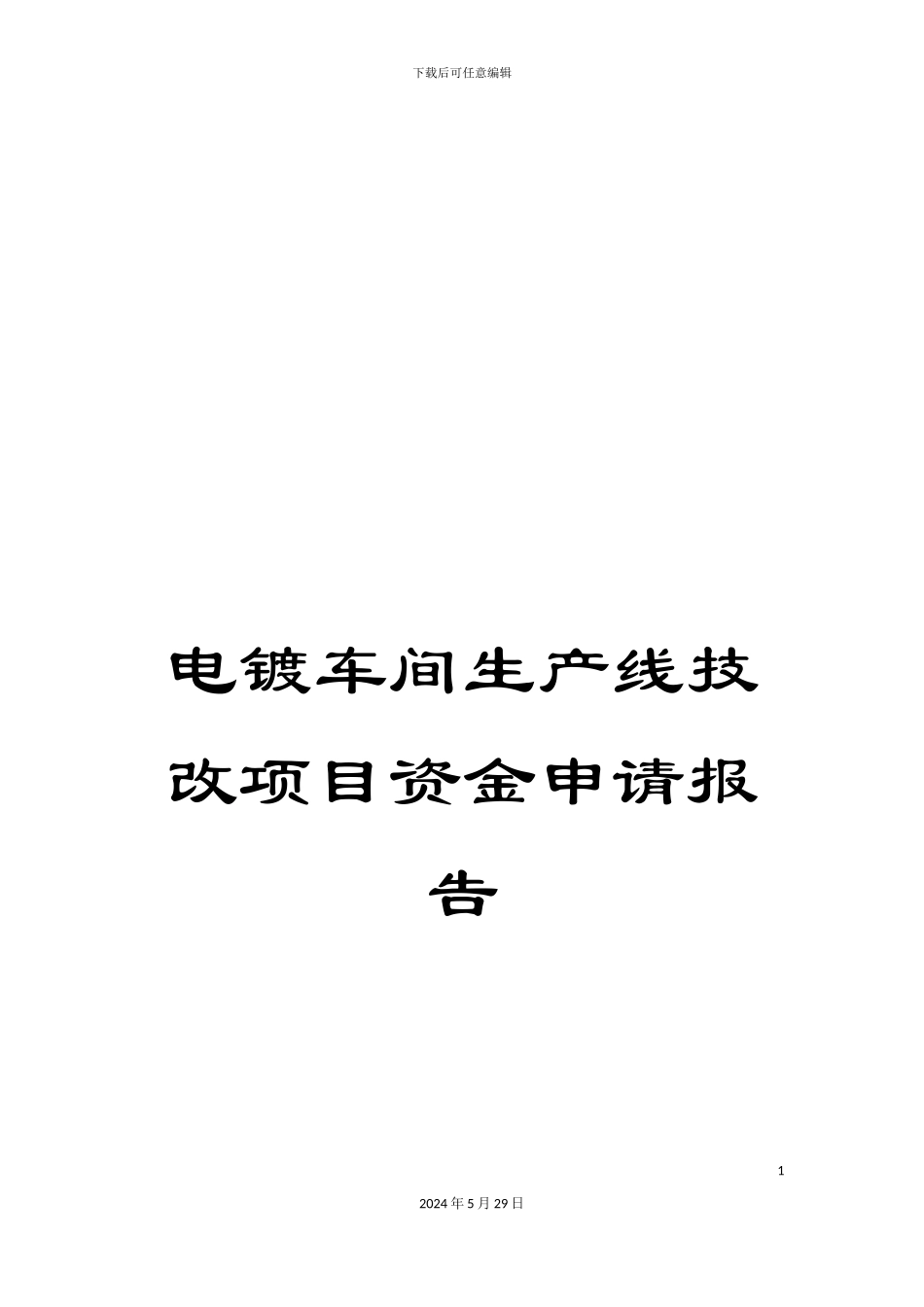 电镀车间生产线技改项目资金申请报告_第1页