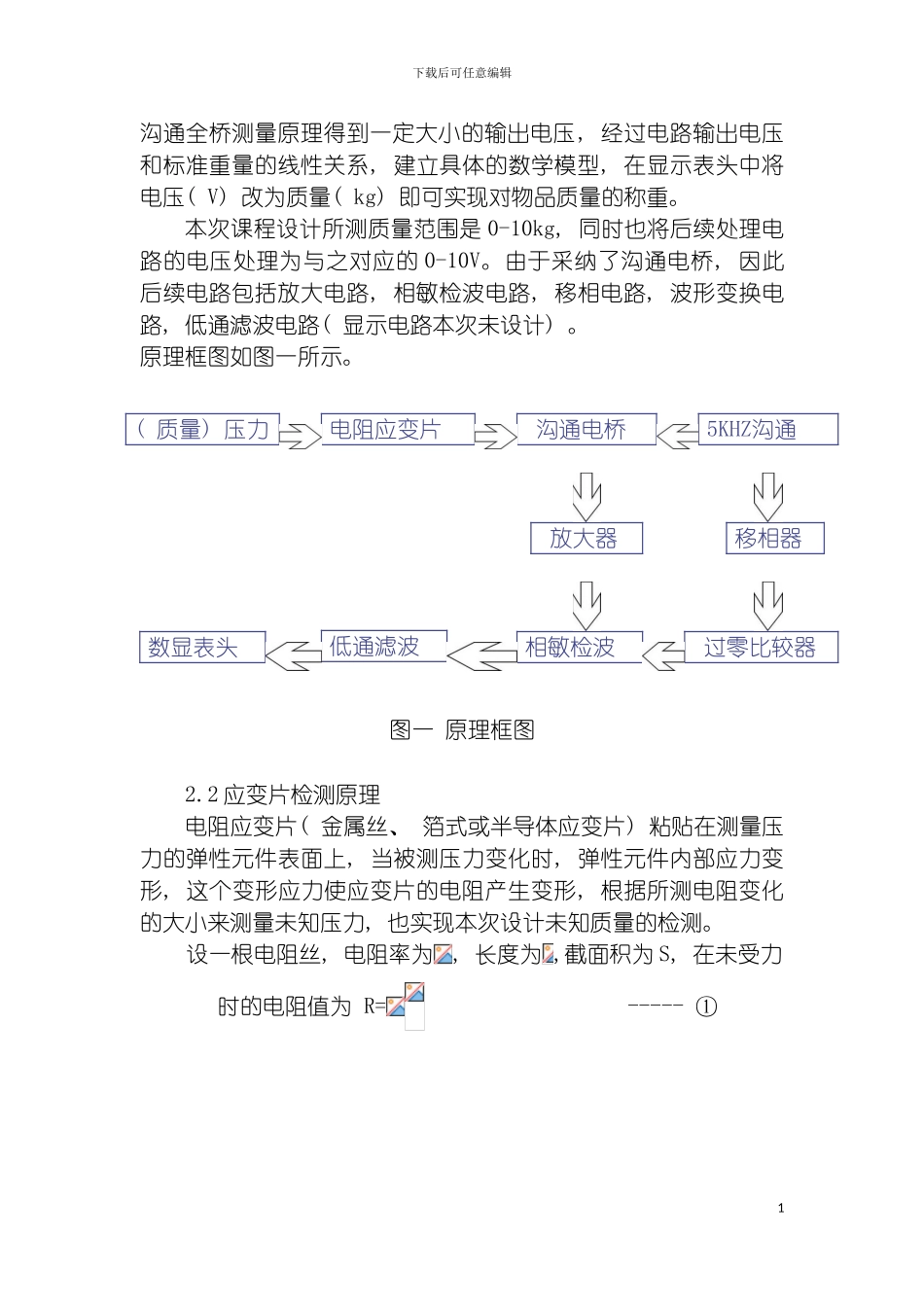 电阻应变式压力传感器课程设计说明书模板_第3页