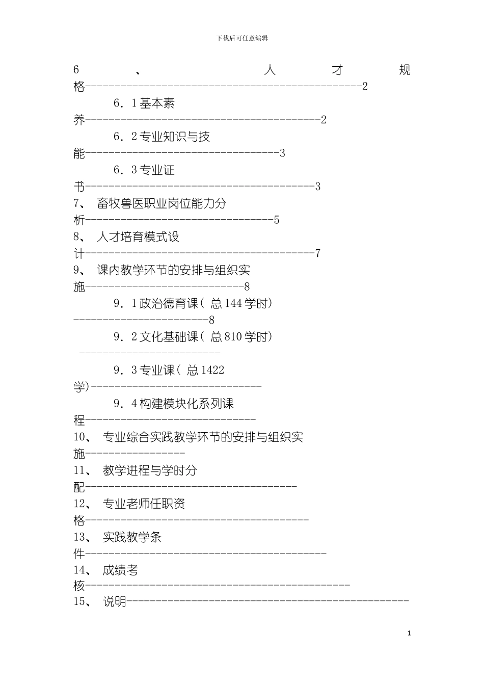 畜牧兽医专业人才培养方案模板_第3页