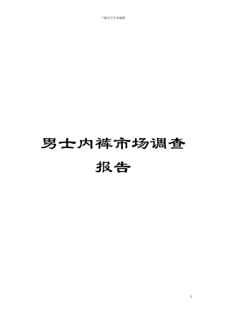 男士内裤市场调查报告模板