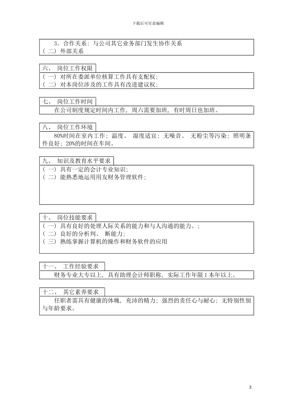 登康口腔护理用品股份有限公司委派核算岗位说明书模板_第3页