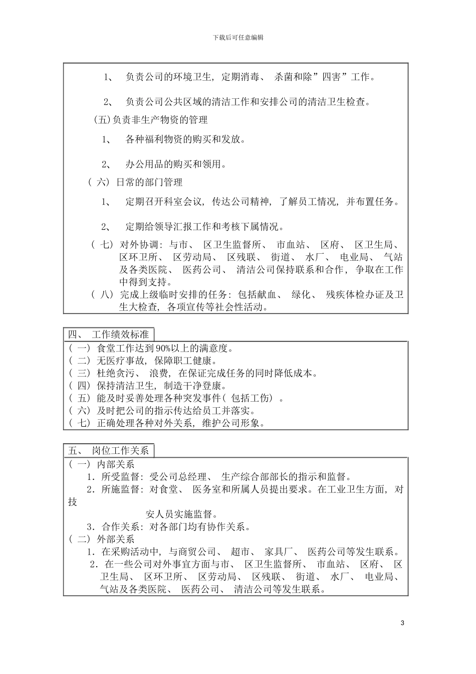 登康口腔护理用品股份有限公司总务科副科长岗位说明书模板_第3页