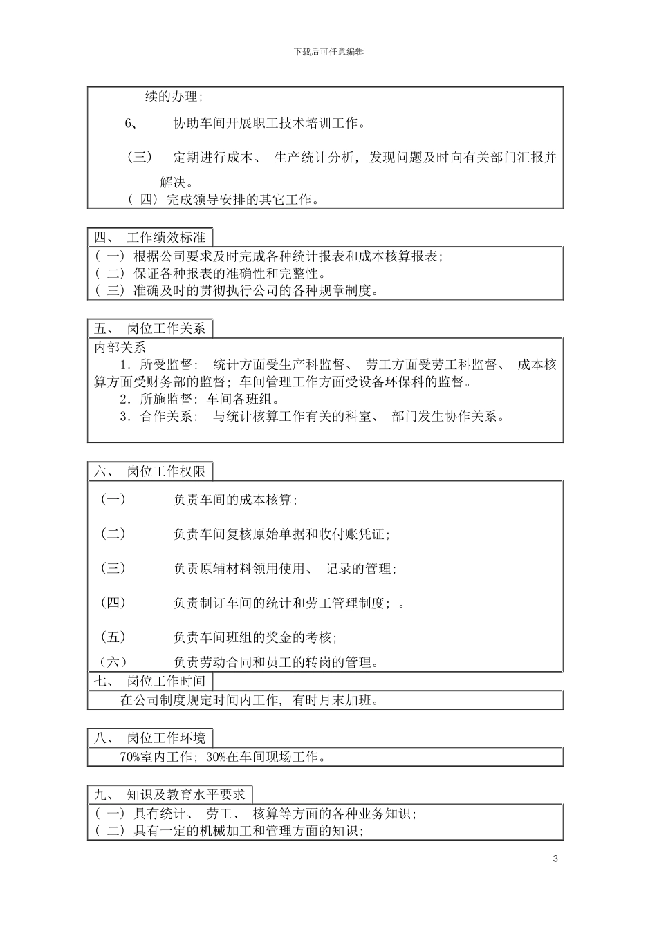 登康口腔护理用品股份有限公司统计核算岗位说明书模板_第3页