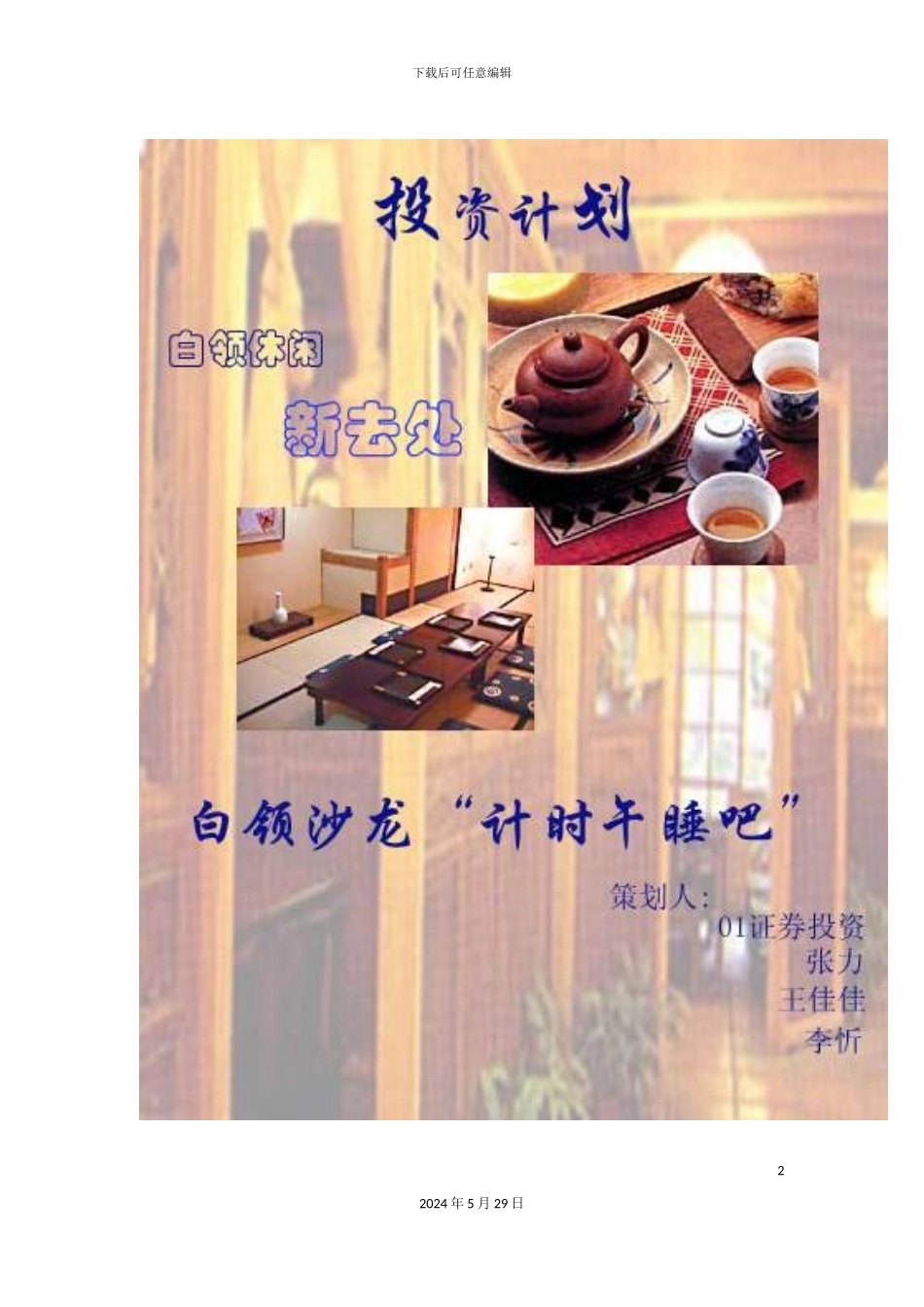 白领沙龙投资计划方案_第2页