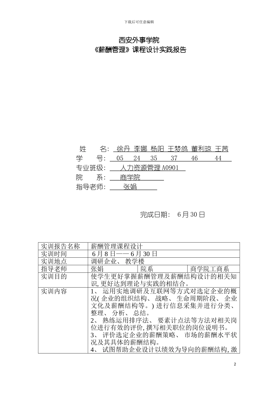 百胜集团薪酬制度完善设计模板_第2页