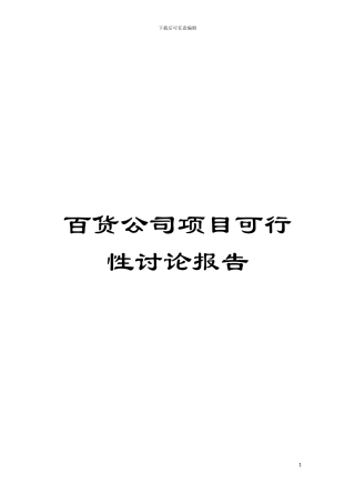 百货公司项目可行性研究报告模板