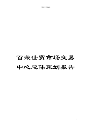 百荣世贸市场交易中心总体策划报告模板